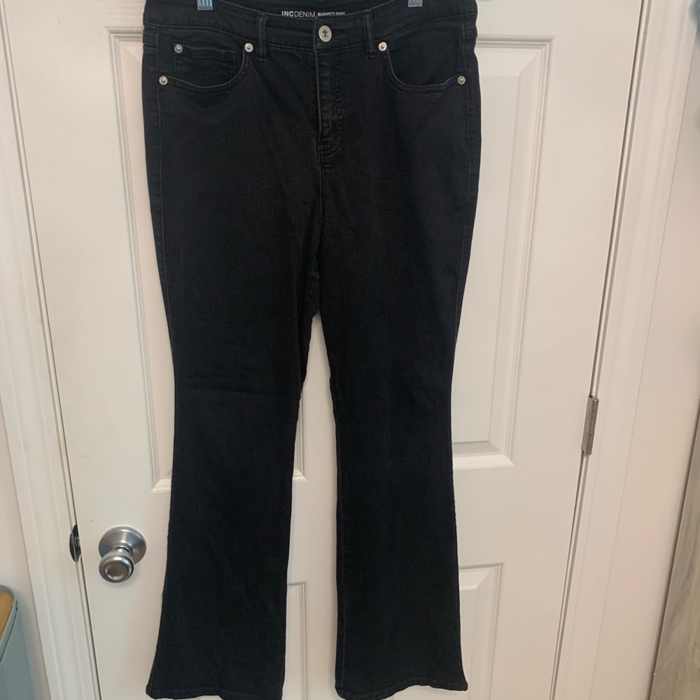 INC International Concepts Black Boot Cut Jeans. Size 10P